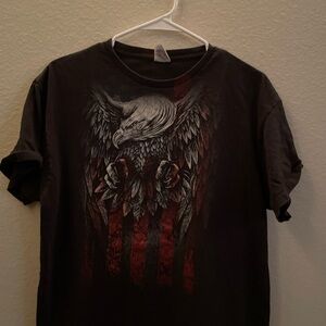 Men's Black Graphic T-Shirt with Eagle Design